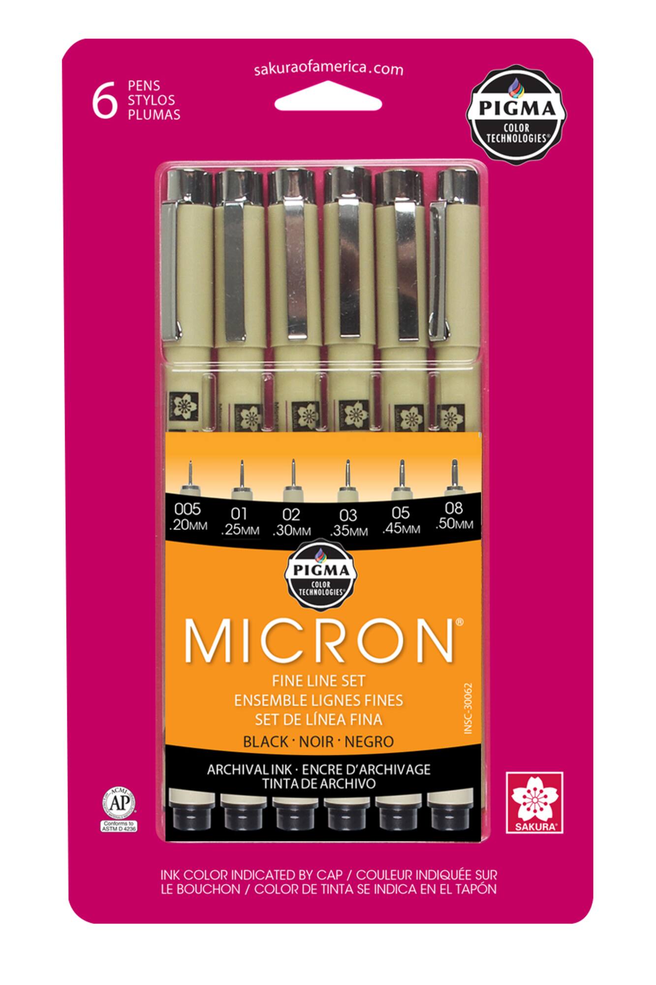 6 Packs: 6 ct. (36 total) Pigma® Micron™ Black Fine Line Pen Set